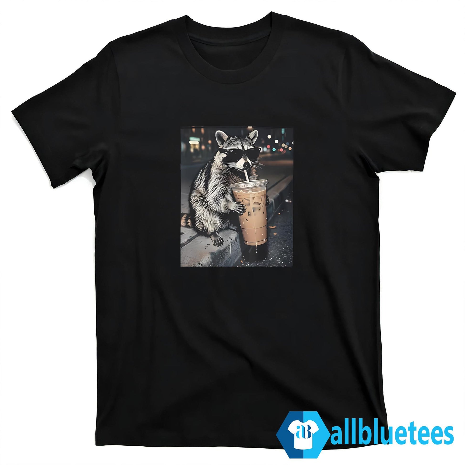 Funny Raccoon Drinking Iced Coffee Shirt