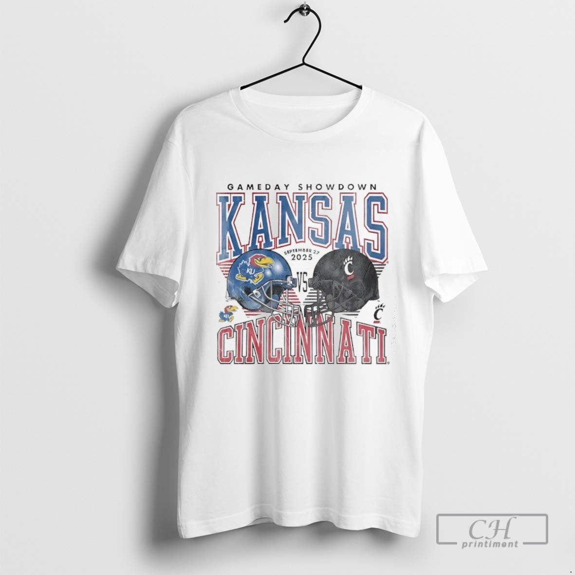 Gameday Showdown Kansas Jayhawks Vs Cincinnati Bearcats Football Helmet 2025