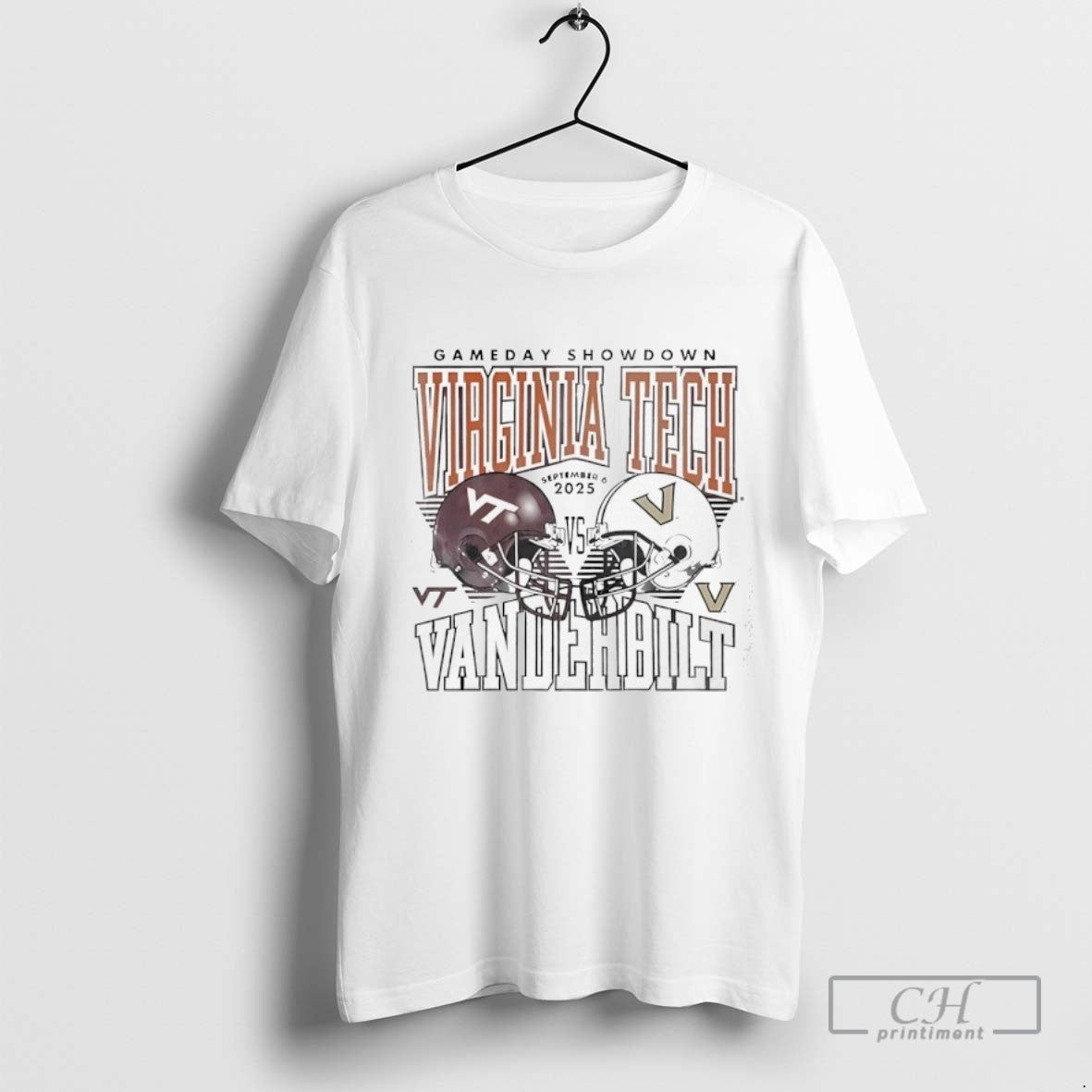 Gameday Showdown Virginia Tech Hokies Vs Vanderbilt Commodores Football Helmet 2025 Retro