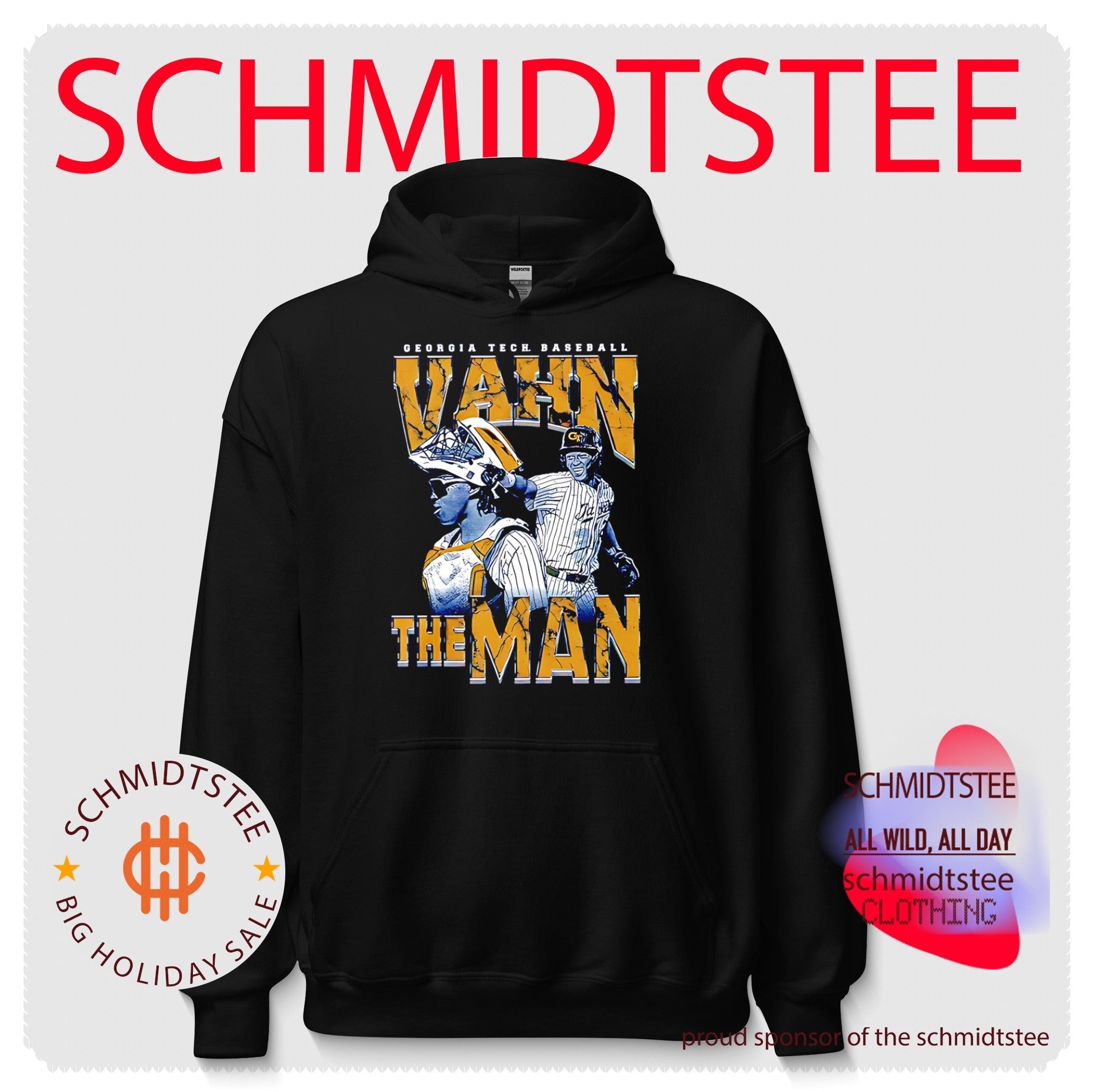 Georgia Tech Baseball Vahn the man illustration retro shirt