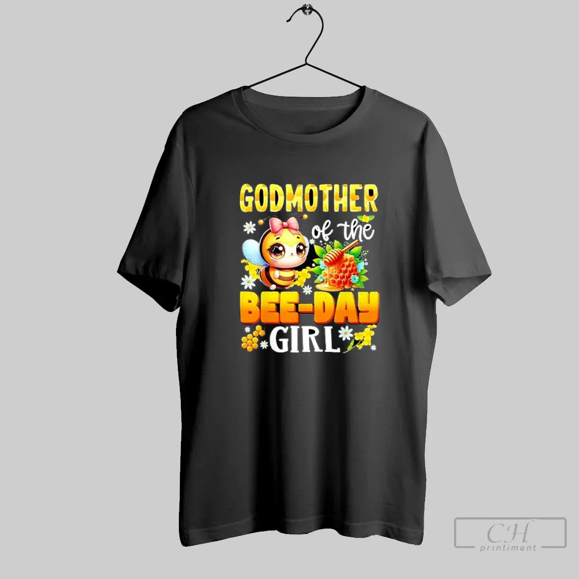 Godmother Of The Bee Day Girl Cute Bee Honeycomb T Shirt