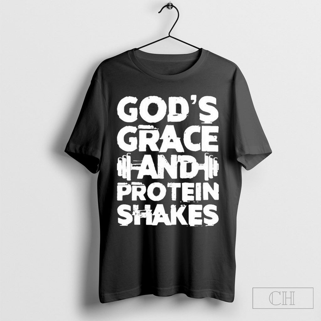 Gods Grace And Protein Shake Washed Gym T Shirt Sweater