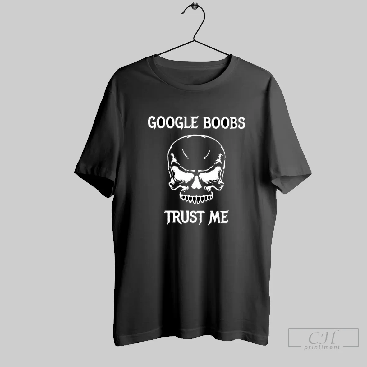 Google Boobs Trust Me Skull Funny Sarcastic Goth T Shirt
