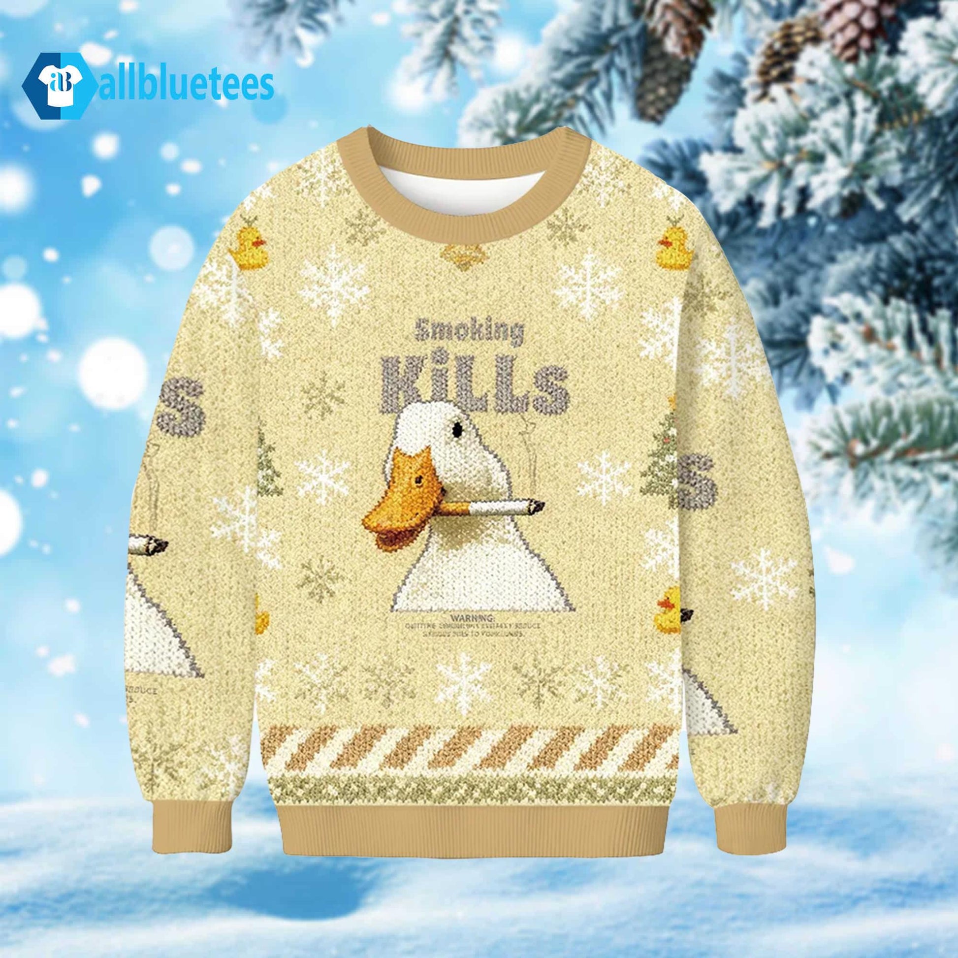 Duck Smoking Kills Ugly Christmas Sweater