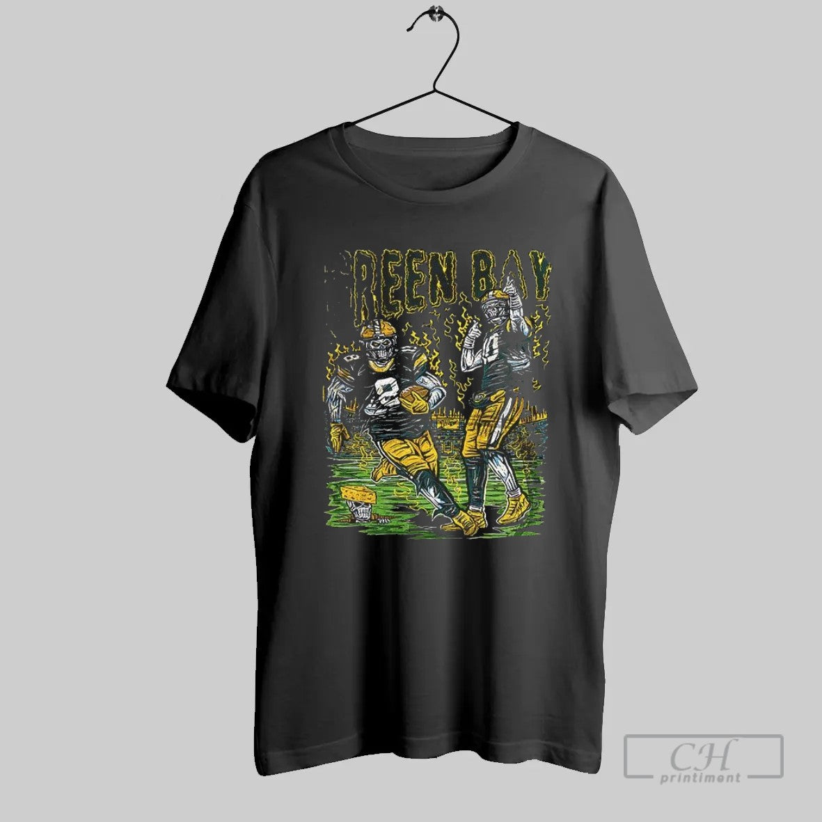 Green Bay Packers Zombie Football Players Halloween Graphic T Shirt