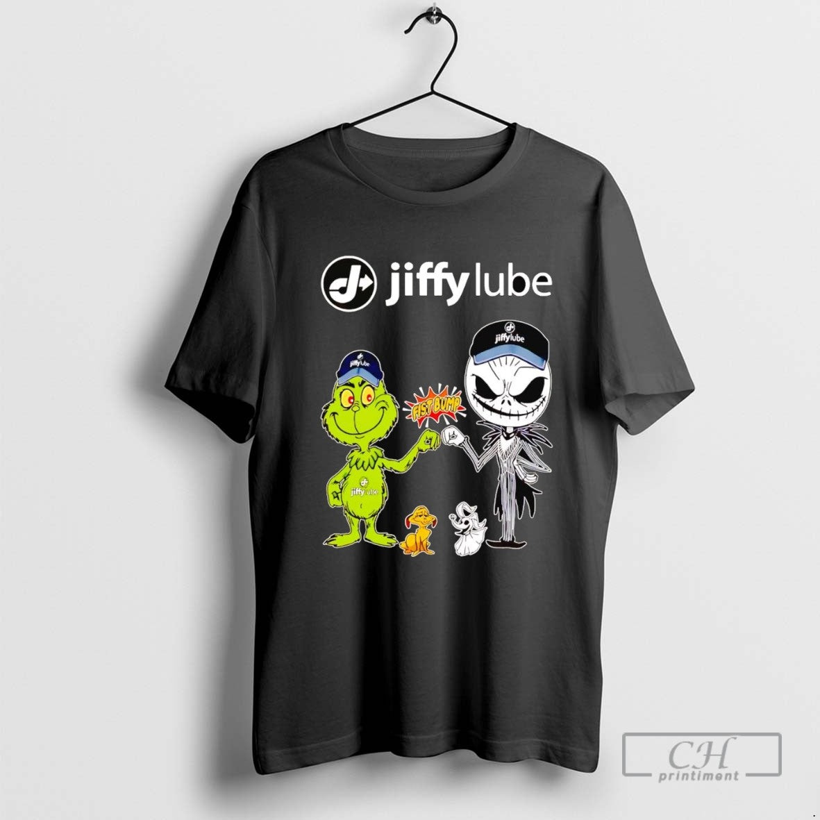 Grinch And Jack Skellington Fist Bump Jiffy Lube Halloween