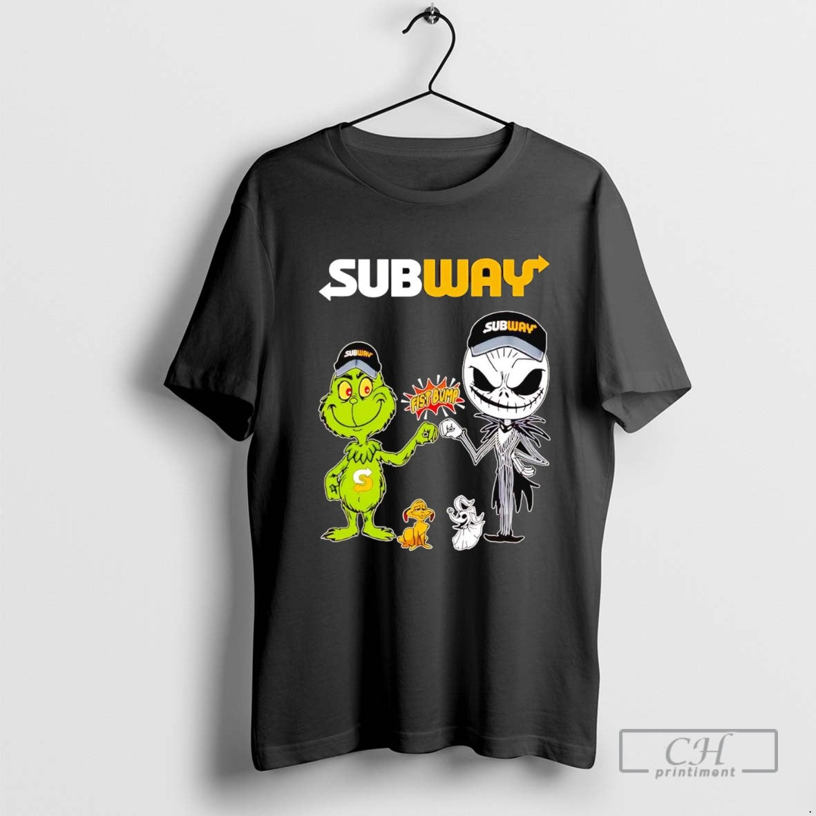 Grinch And Jack Skellington Fist Bump Subway Halloween