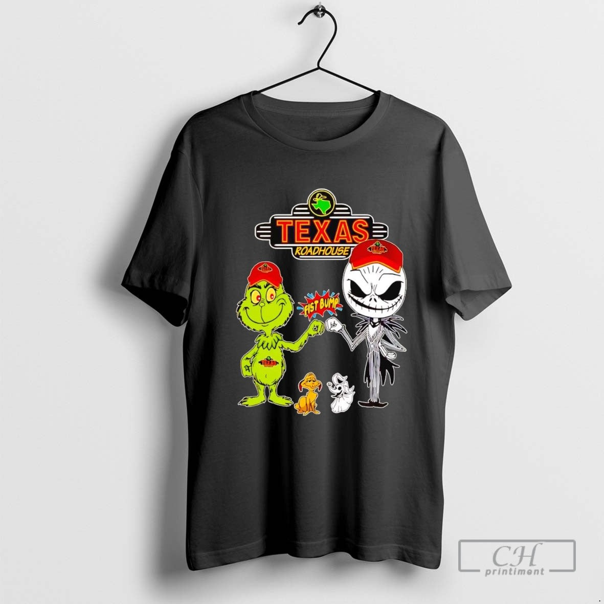 Grinch And Jack Skellington Fist Bump Texas Roadhouse Halloween