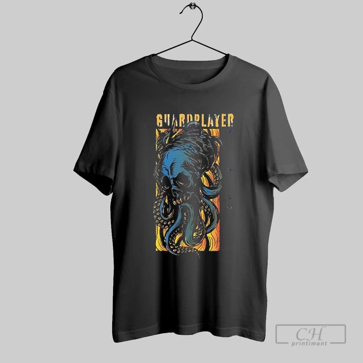 Guardplayer Blue Octopus Tentacle Skull Retro T Shirt