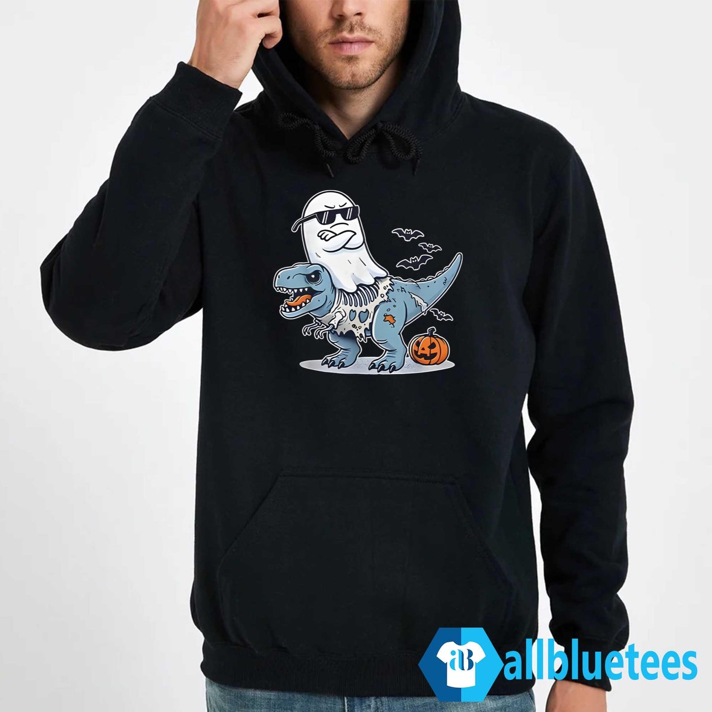 Halloween Ghost Riding Zombie T-Rex Shirt