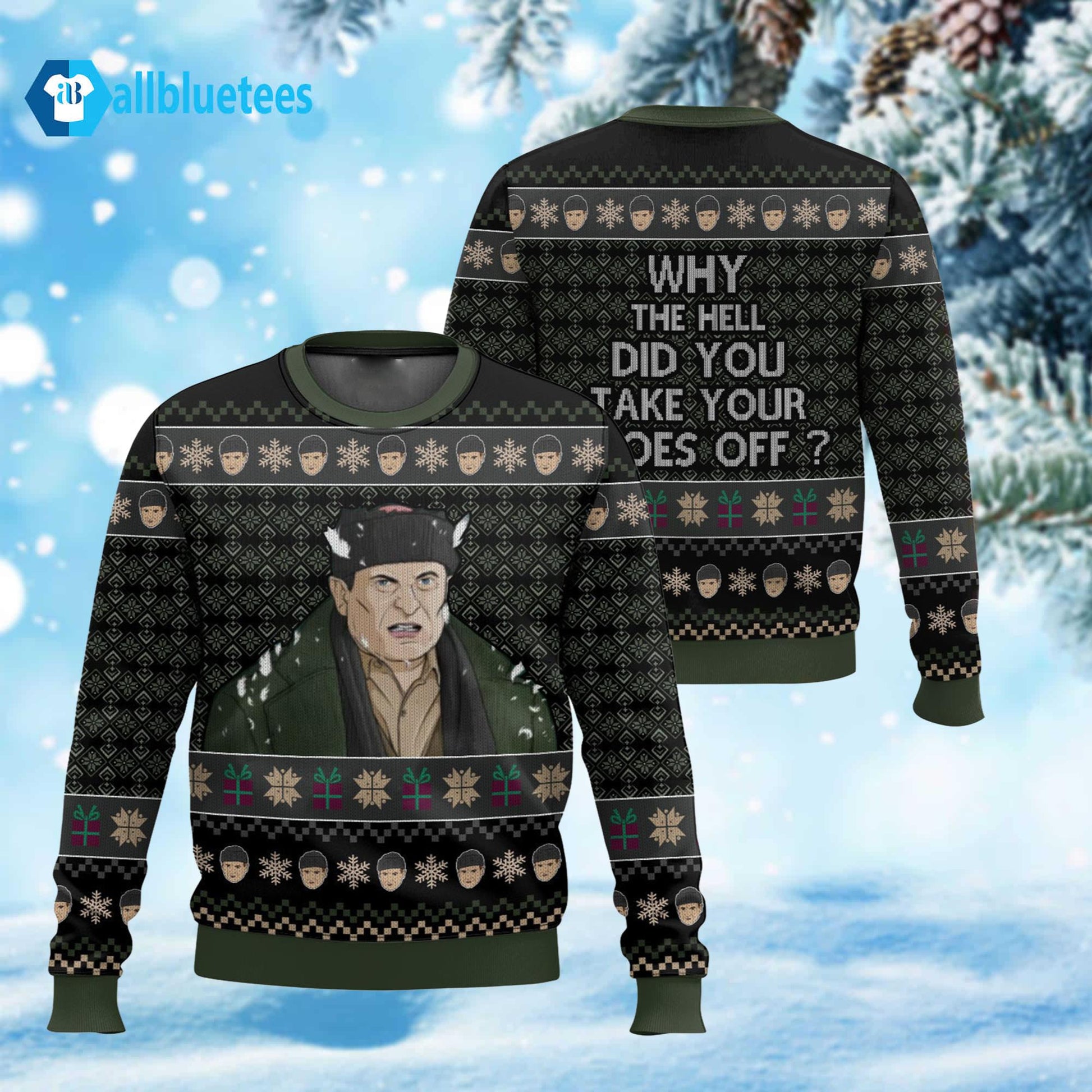 Harry Lyme Home Alone Why The Hell’d You Take Your Shoes Off Ugly Christmas Sweater