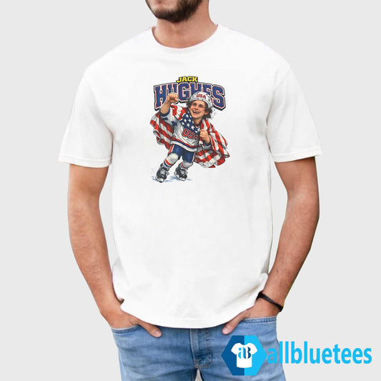 Hockey Jack Hughes Caricature Shirt