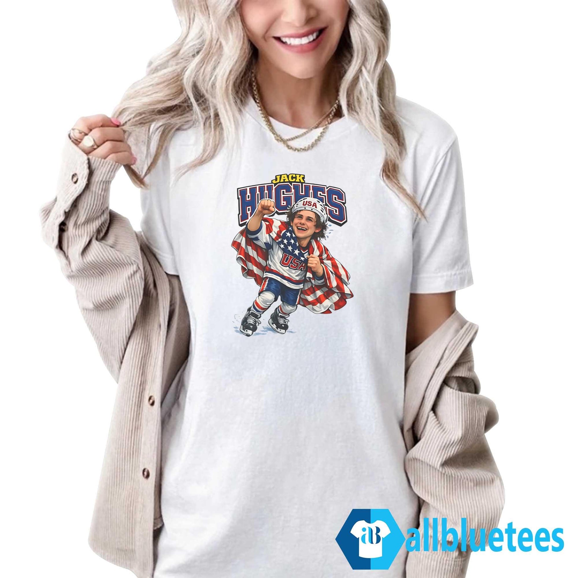 Hockey Jack Hughes Caricature Shirt