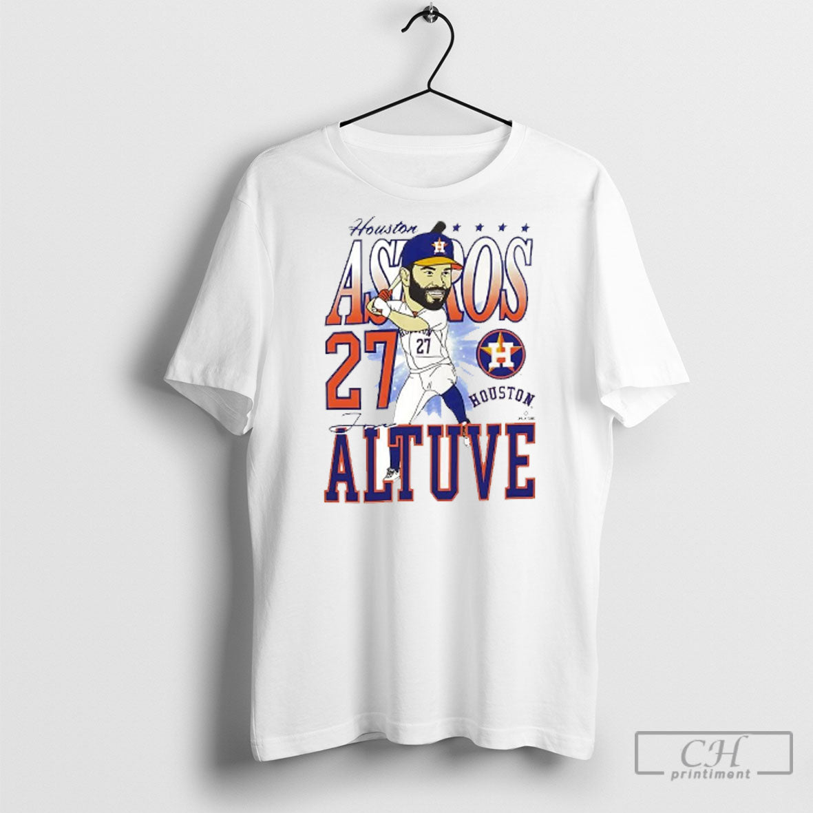 Houston Astros Jose Altuve 27 Caricature Cartoon White S