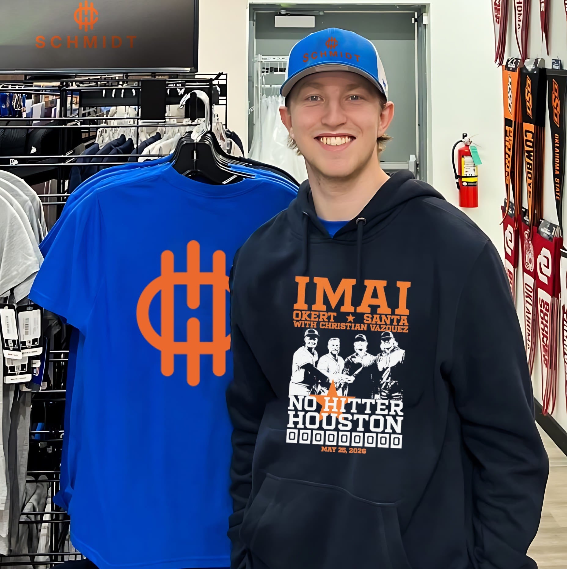 Houston Astros No-Hitter Imai Okert Santa with Christian Vazquez shirt