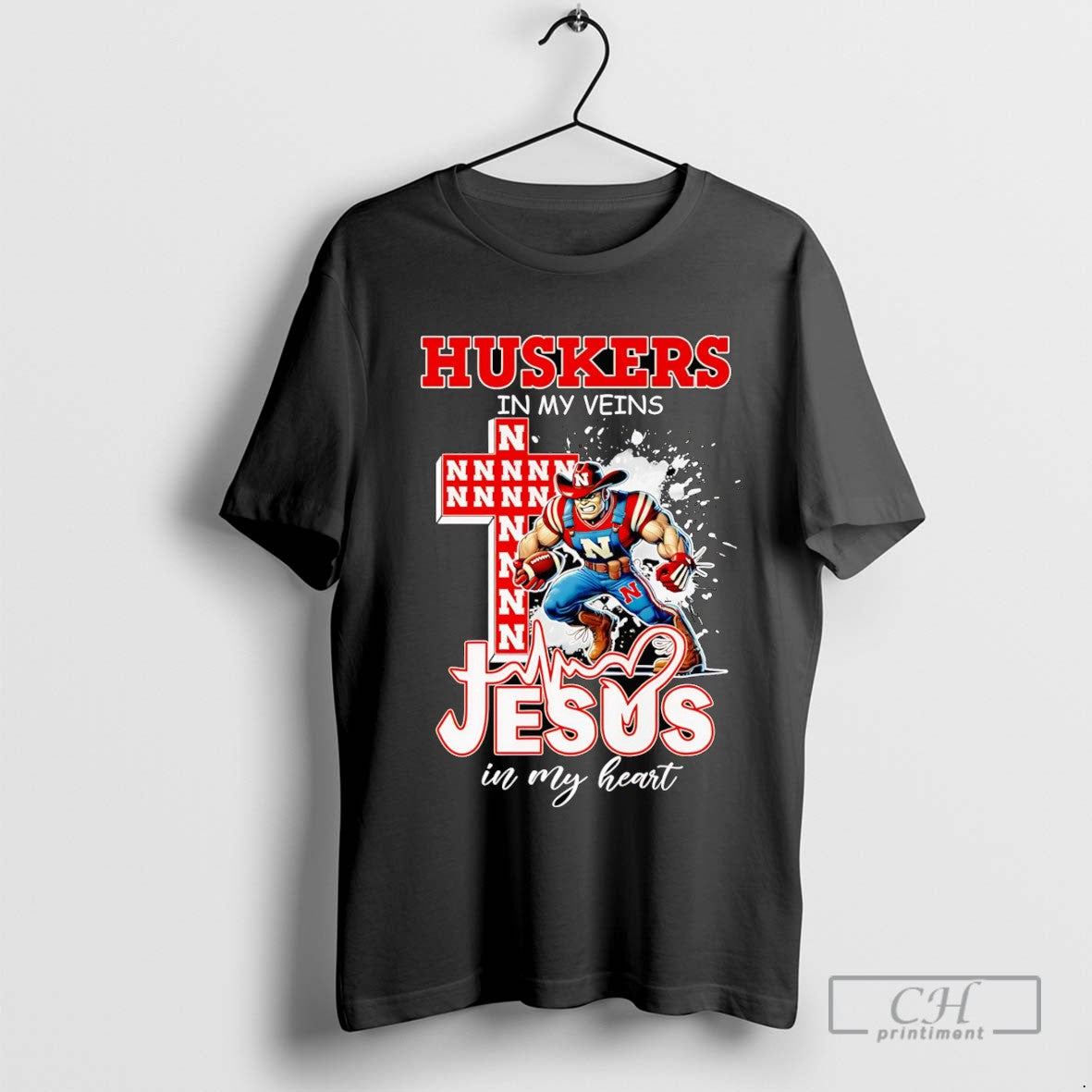 Huskers In My Veins Jesus In My Heart Mascot