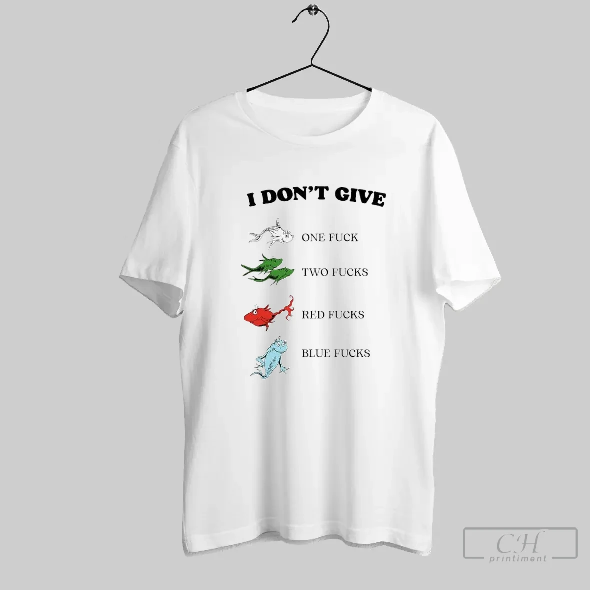 I Dont Give Fish One Fuck Two Fucks Red Fuck Blue Fuck T Shirt