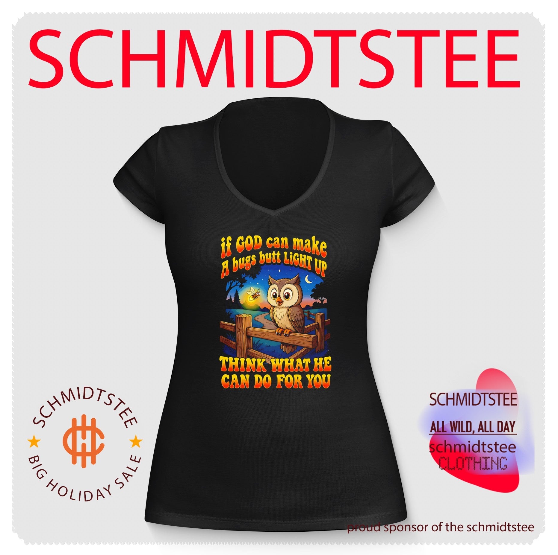 If God can make a bugs butt light up think what he can do for you cartoon owl shirt