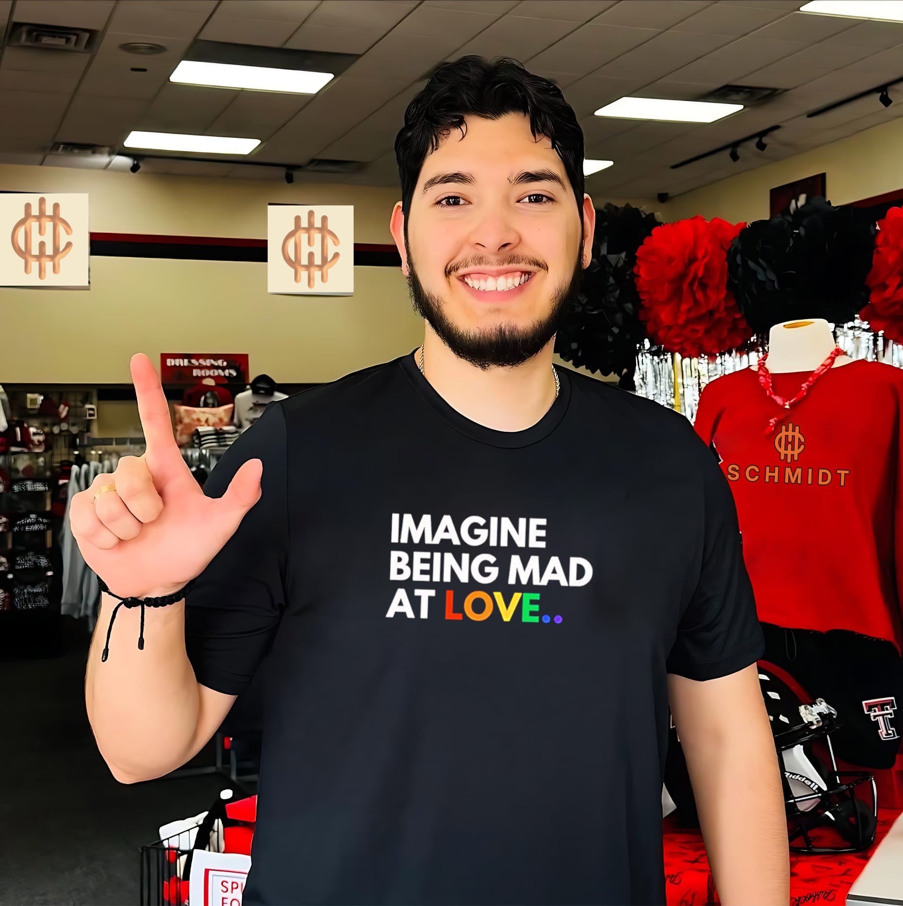Imagine being mad at love rainbow text shirt