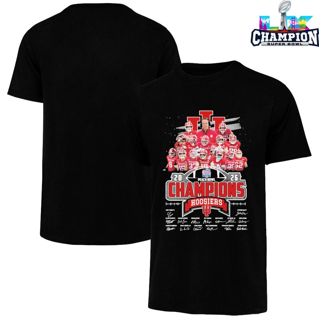 Indiana Hoosiers Peach Bowl Champions 2026 Signatures T-shirts
