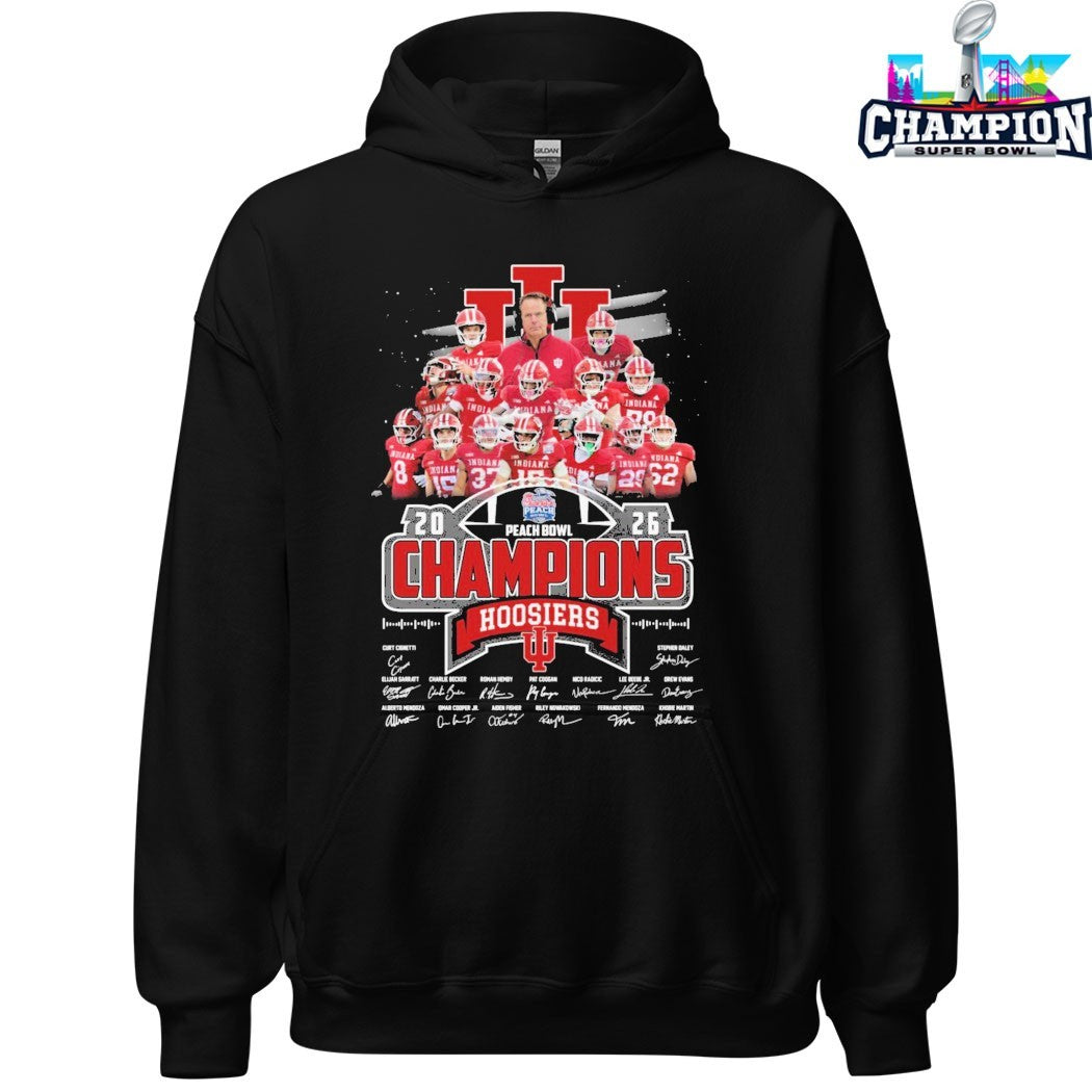 Indiana Hoosiers Peach Bowl Champions 2026 Signatures T-shirts