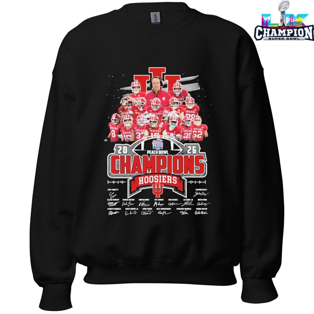 Indiana Hoosiers Peach Bowl Champions 2026 Signatures T-shirts