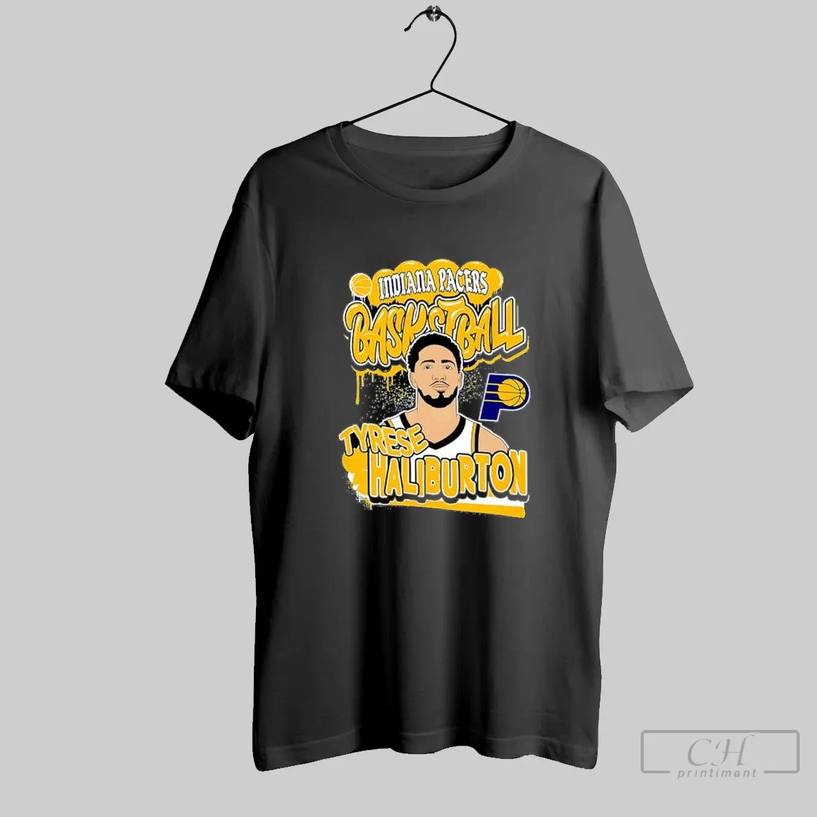 Indiana Pacers Basketball Tyrese Haliburton Portrait Graphic T Shirt