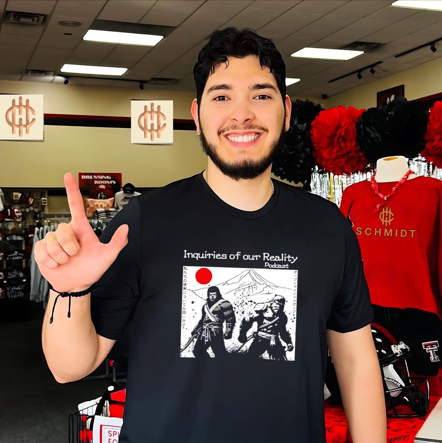 Inquiries of our Reailty podcast with Samurai retro shirt