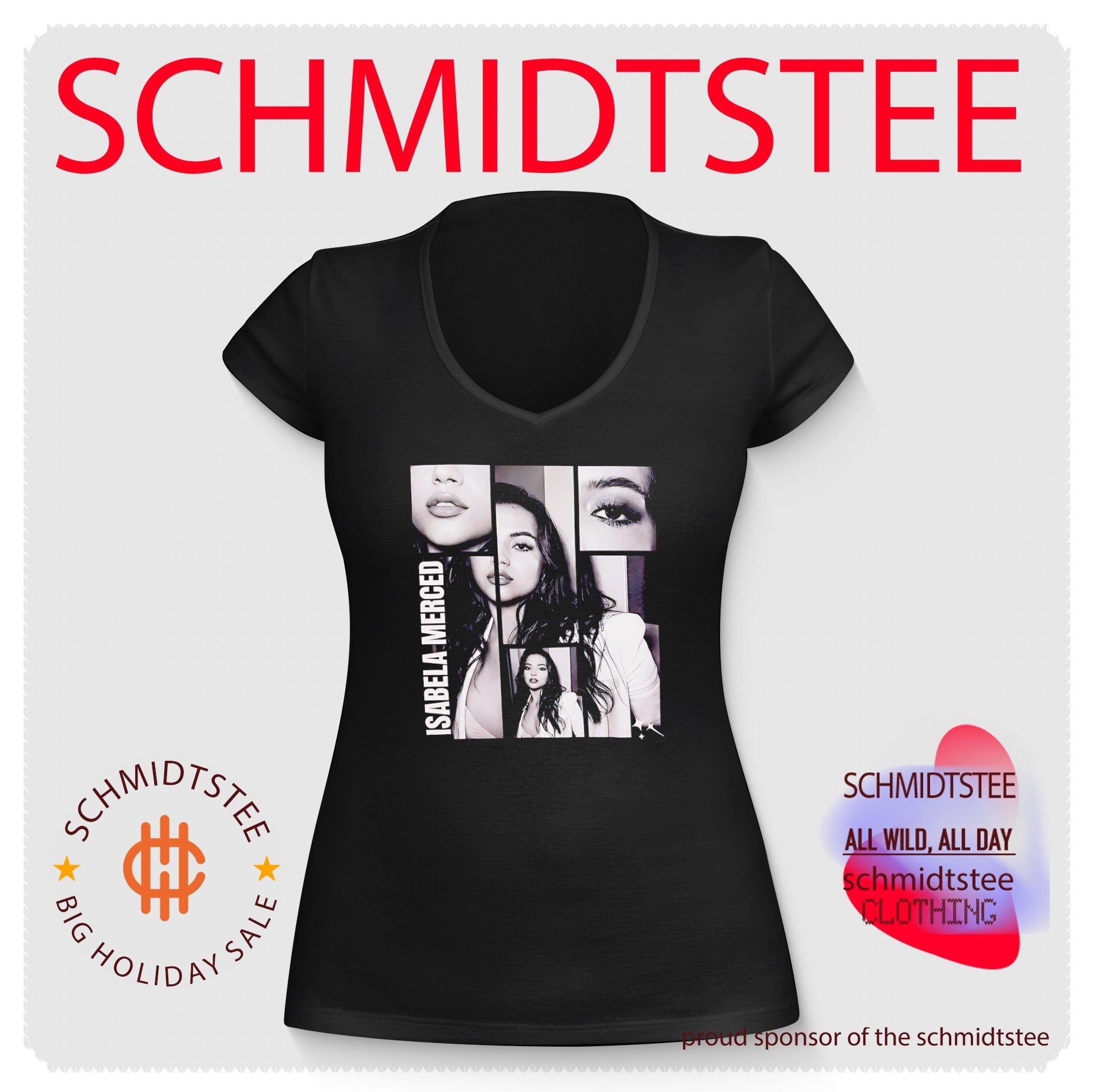 Isabela Merced grid style graphic shirt