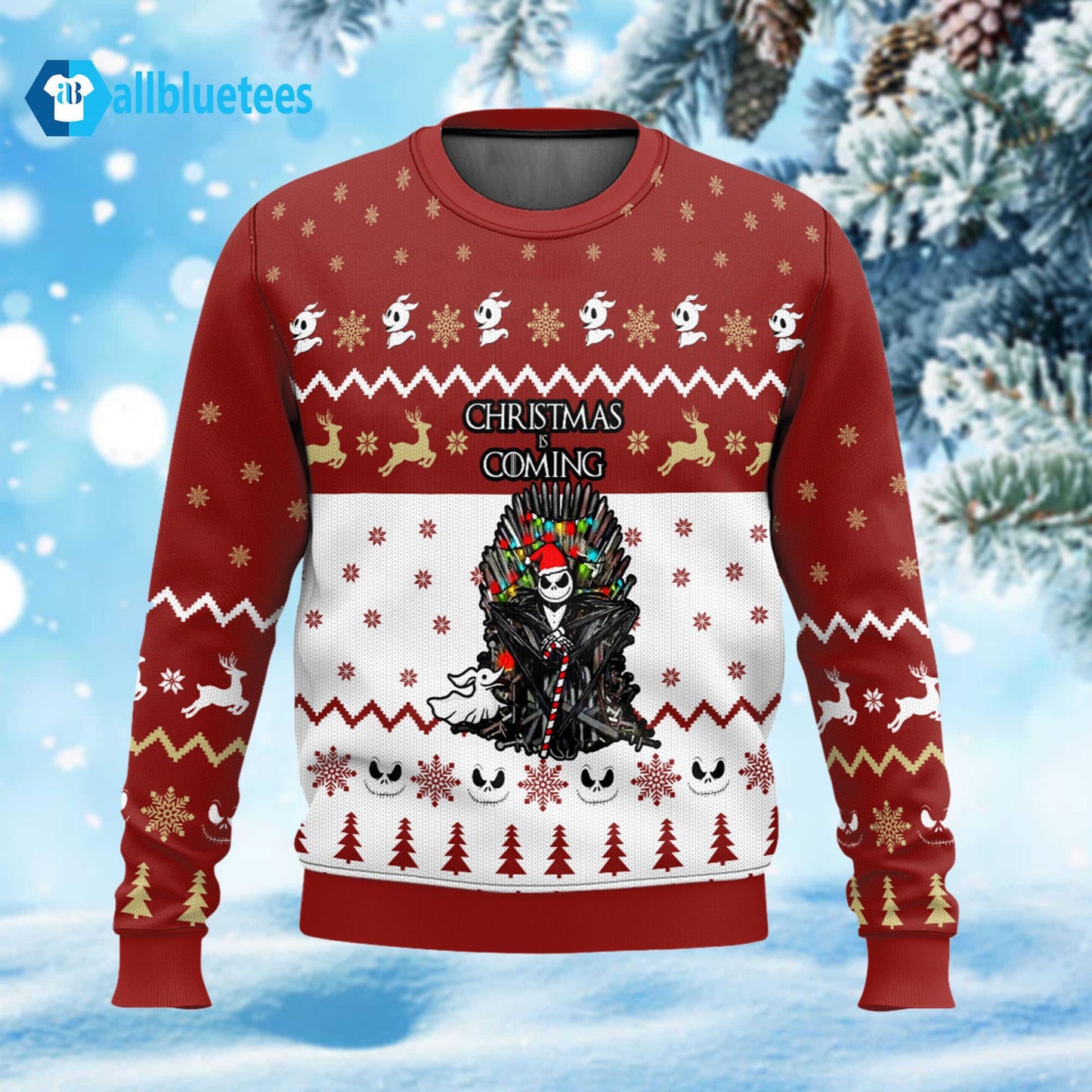Jack Skellington Christmas Is Coming Ugly Sweater