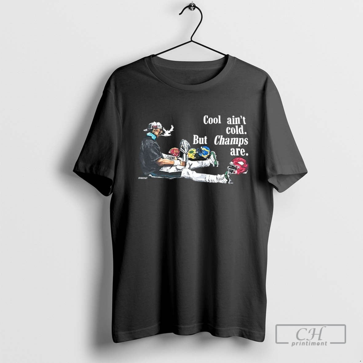 Jalen Hurts Cool Aint Cold But Champs Are Football Trophy Graphic T Shirt Sweater