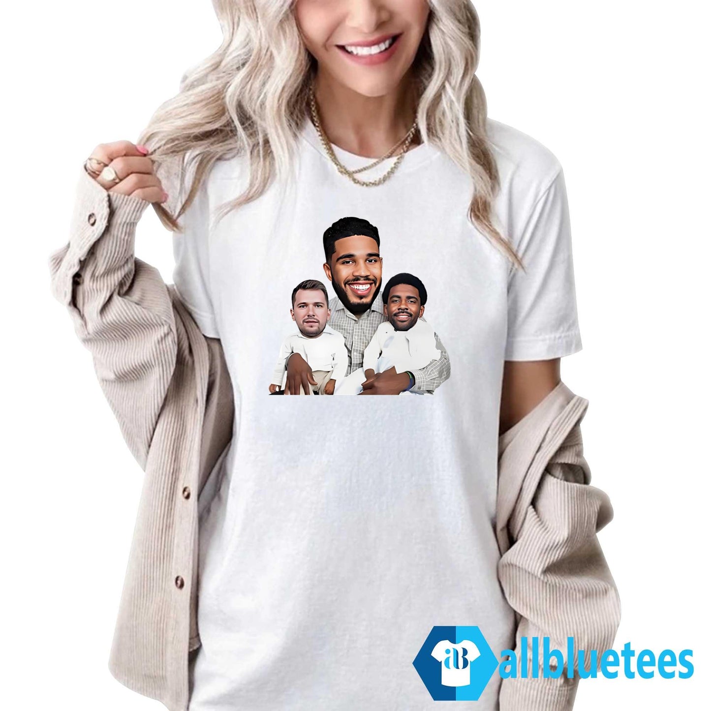 Jayson Tatum With Adopted Sons Kyrie Irving And Luka Doncic Shirt