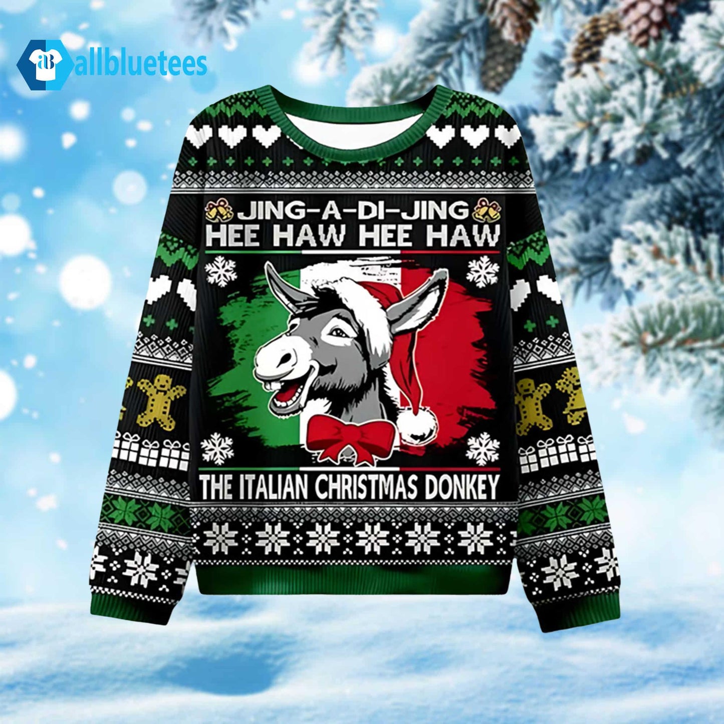 Jing-A-Di-Jing Hee Haw The Italian Donkey Christmas Ugly Sweater