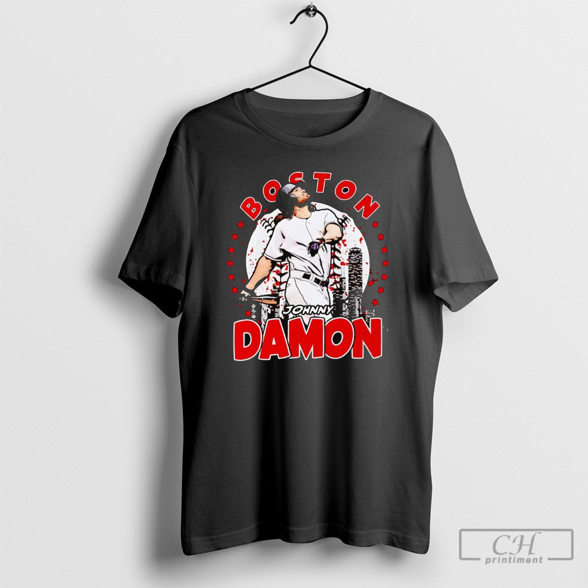 Johnny Damon Boston Skyline Celebration Shirt Sweater