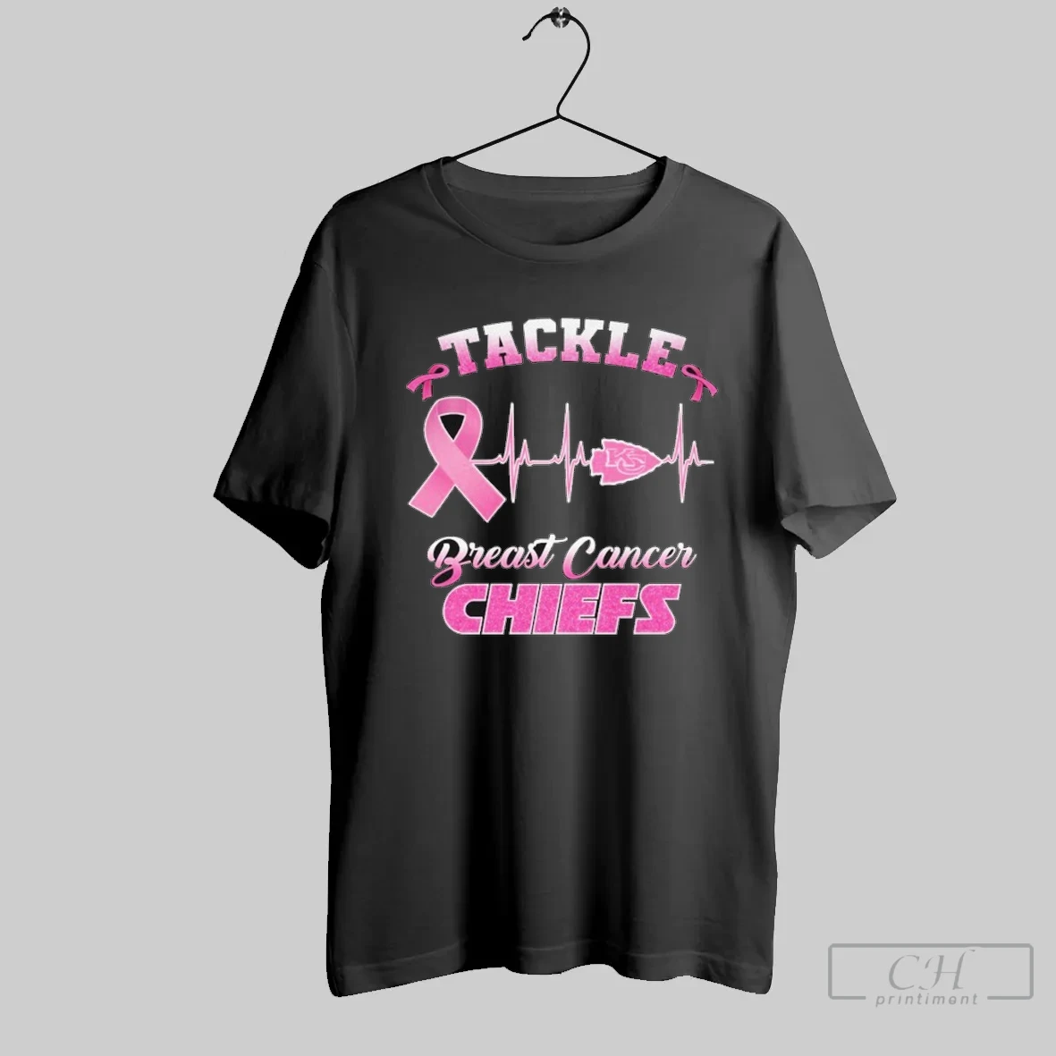 Kansas City Chiefs Tackle Breast Cancer Heartbeat T Shirt