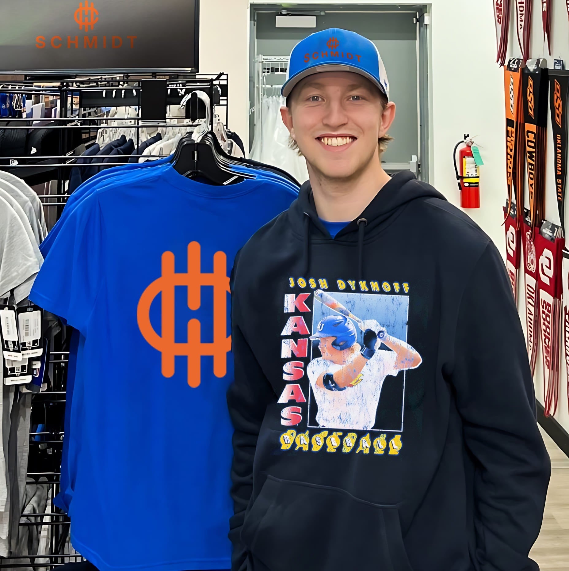 Kansas Jayhawks baseball Josh Dykhoff illustration shirt