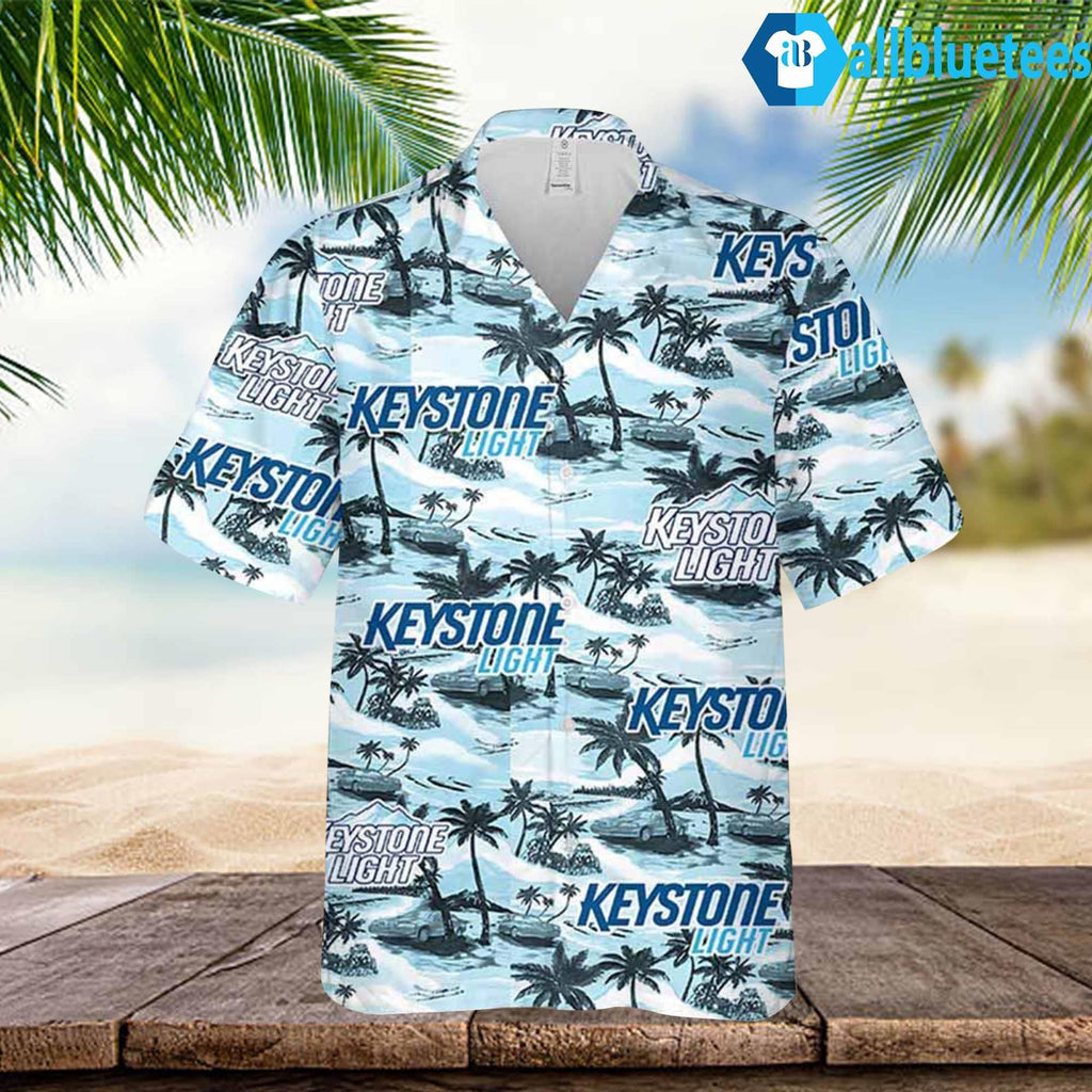 Keystone Light Hawaiian Sea Island Pattern Hawaiian Shirt