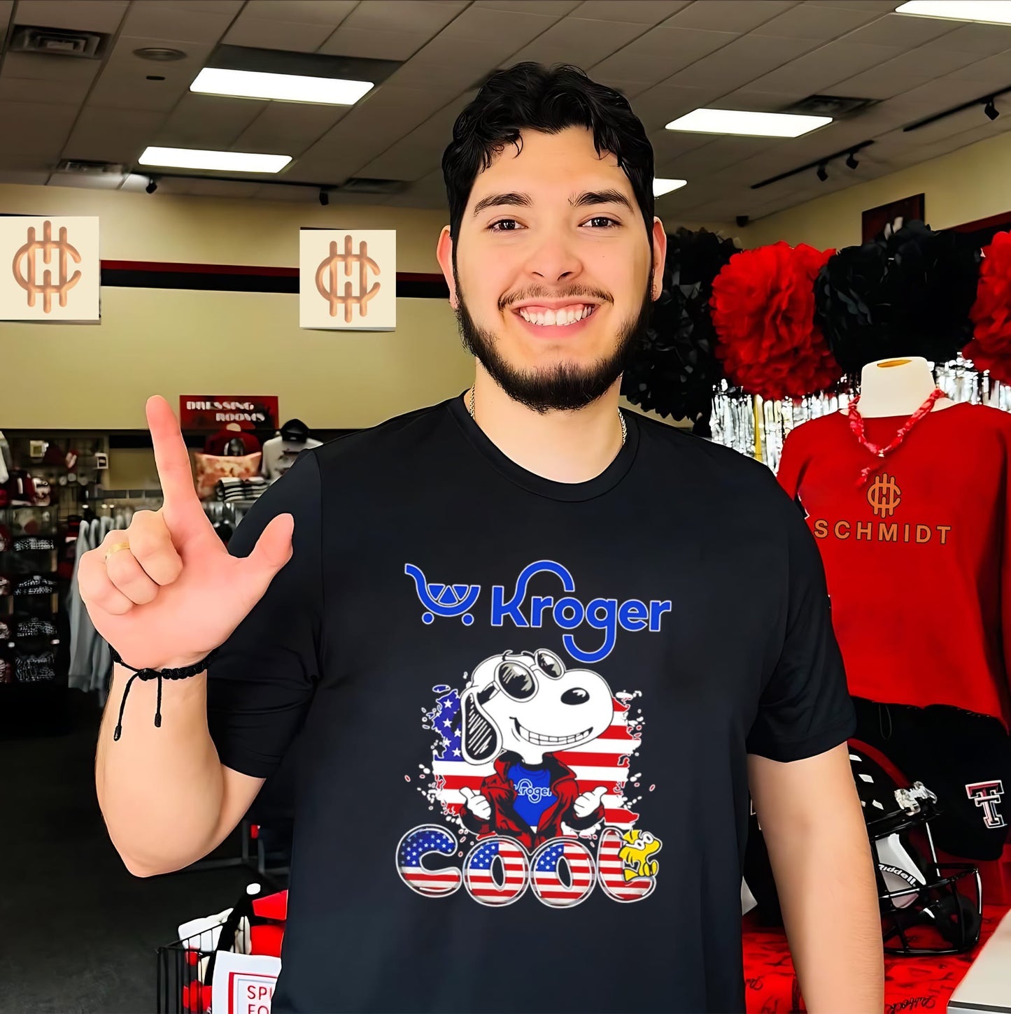 Kroger Snoopy Cool USA 250th cartoon shirt