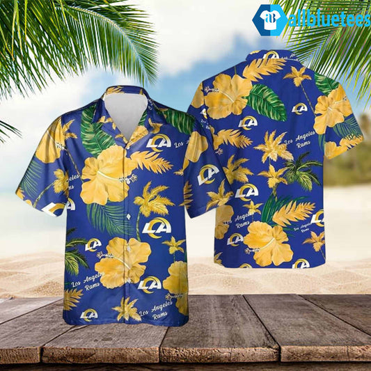 LA Rams Hibiscus Hawaiian Shirt