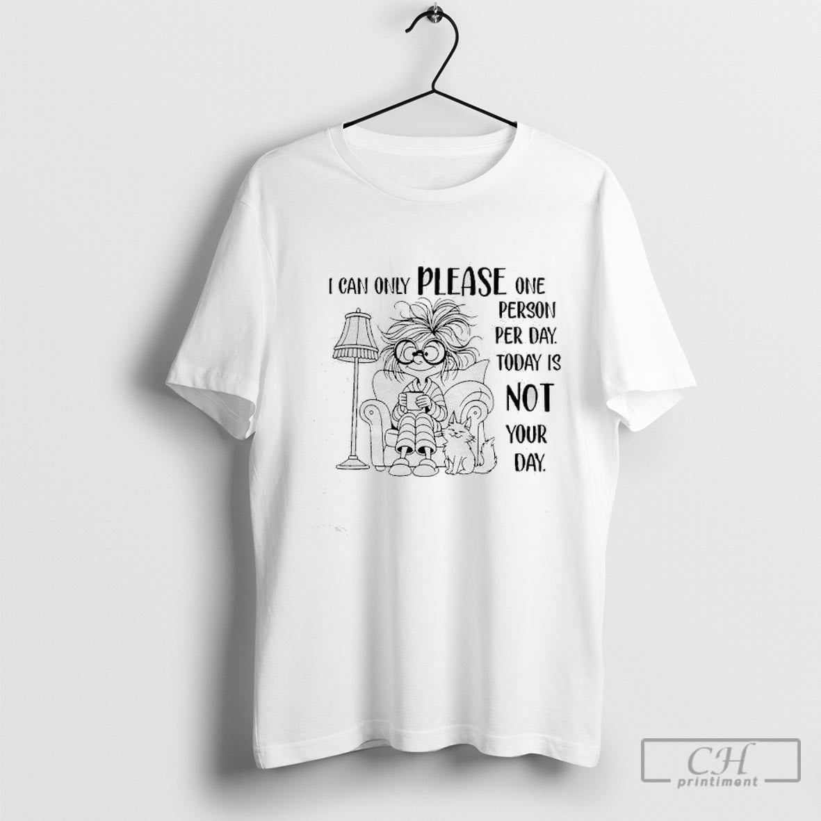 Lazy Girl With Cat Can Only Please One Person Per Day Shirt Sweater