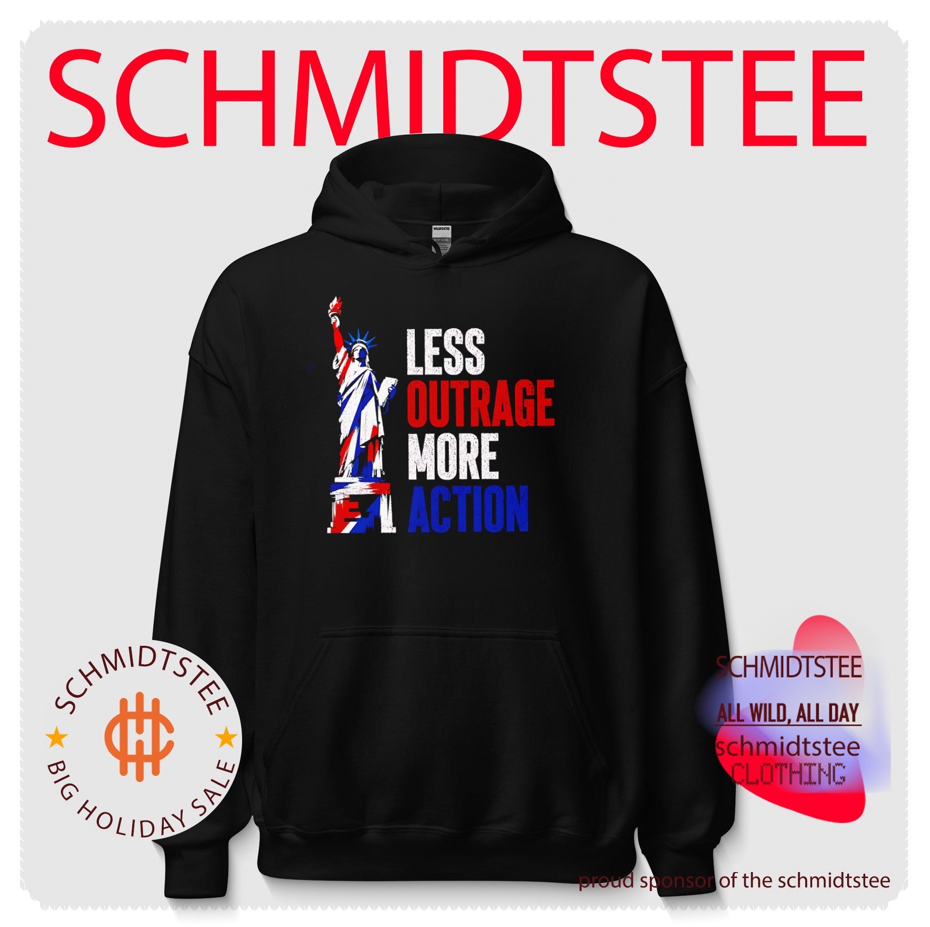 Less outrage more action State of Liberty shirt