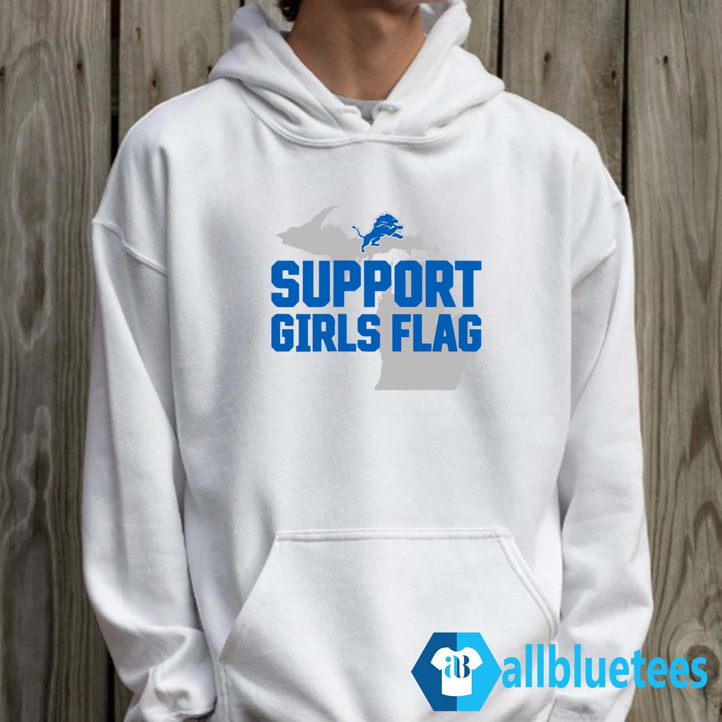 Lions Support Girls Flag Shirt