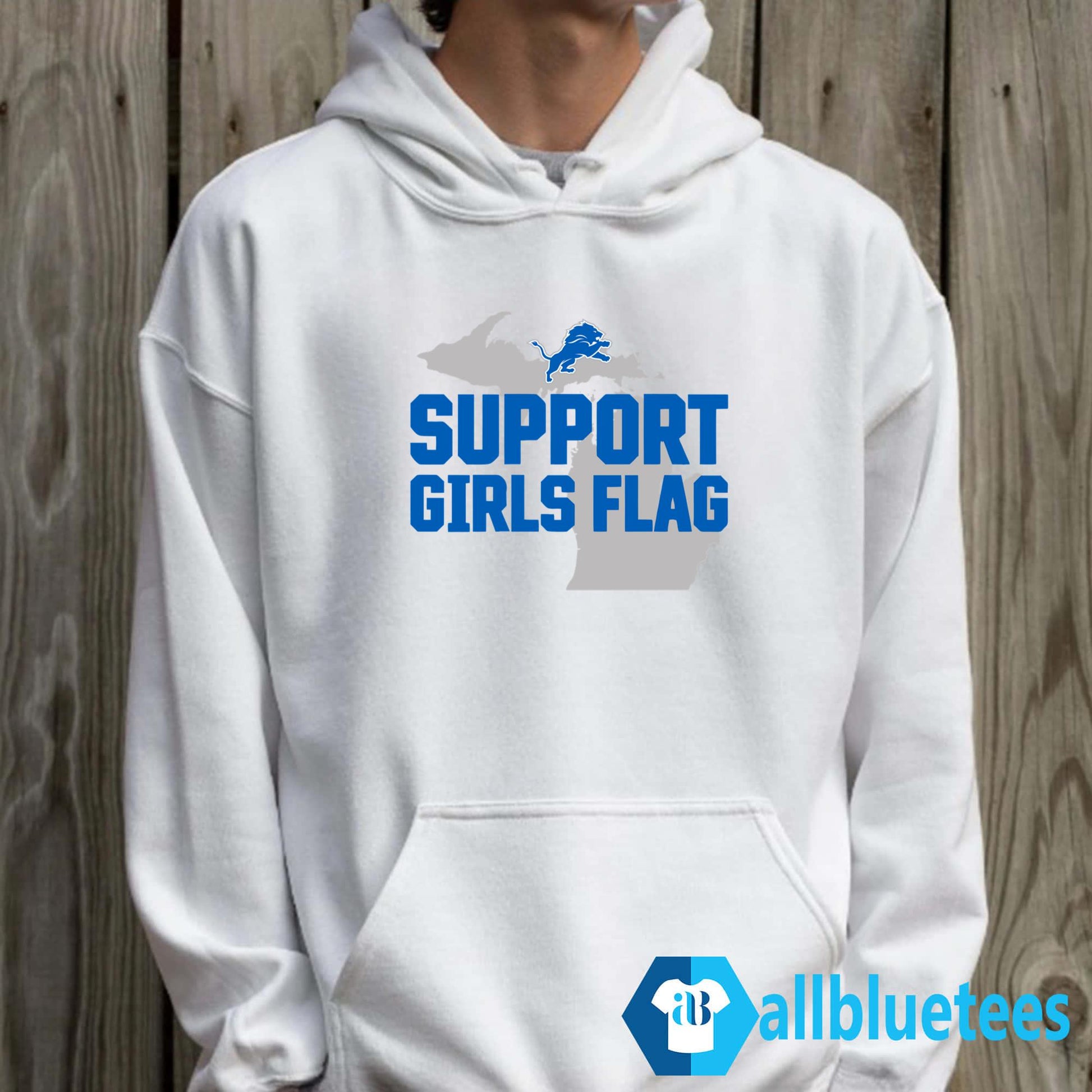 Lions Support Girls Flag Shirt