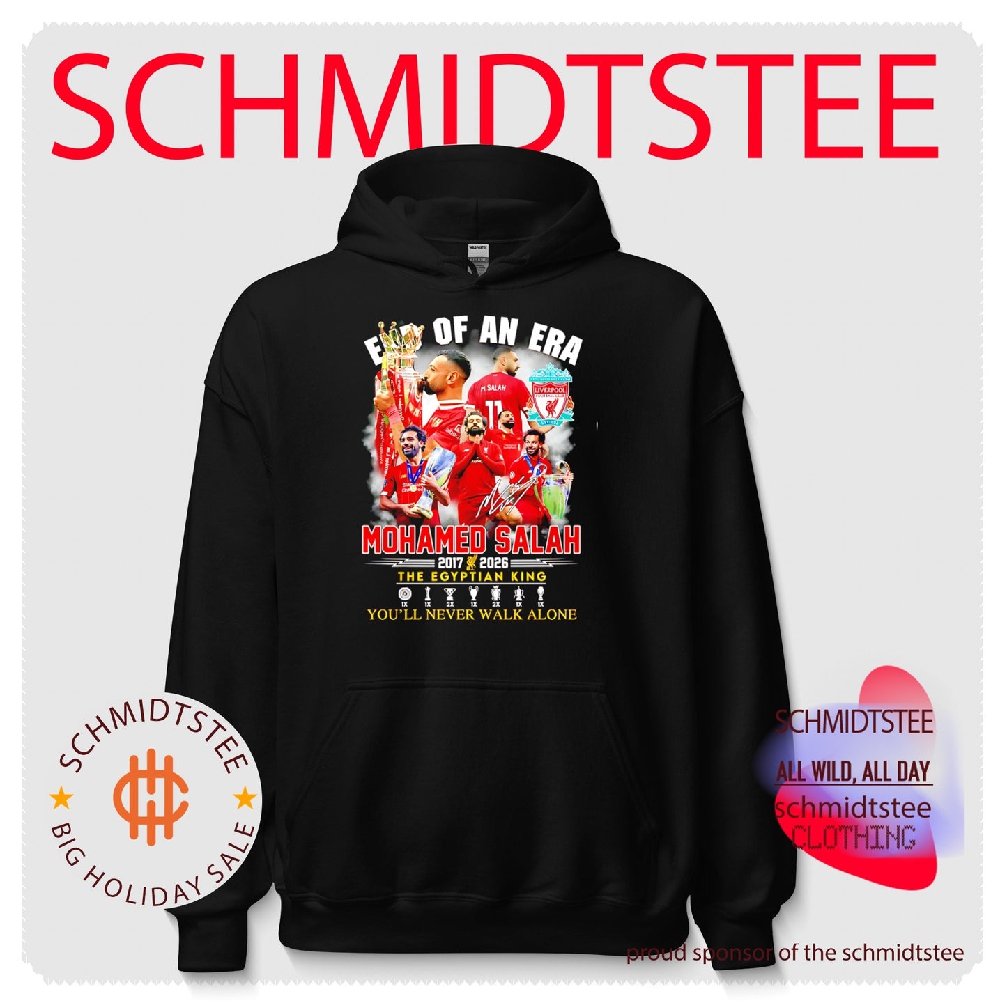 Liverpool football club Mohamed Salah 2017 2026 The Egyptian King you’ll never walk alone shirt