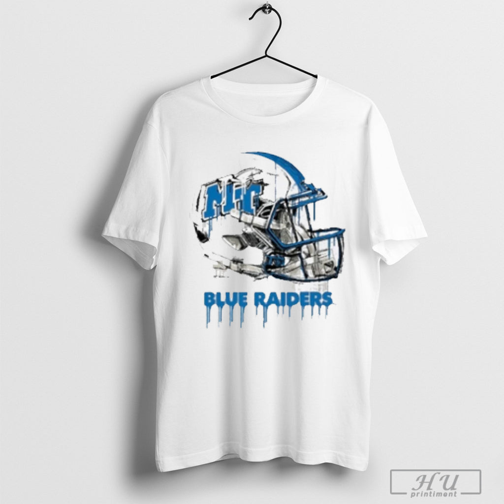 Mtsu Blue Raiders Dripping Football Helmet T Shirt