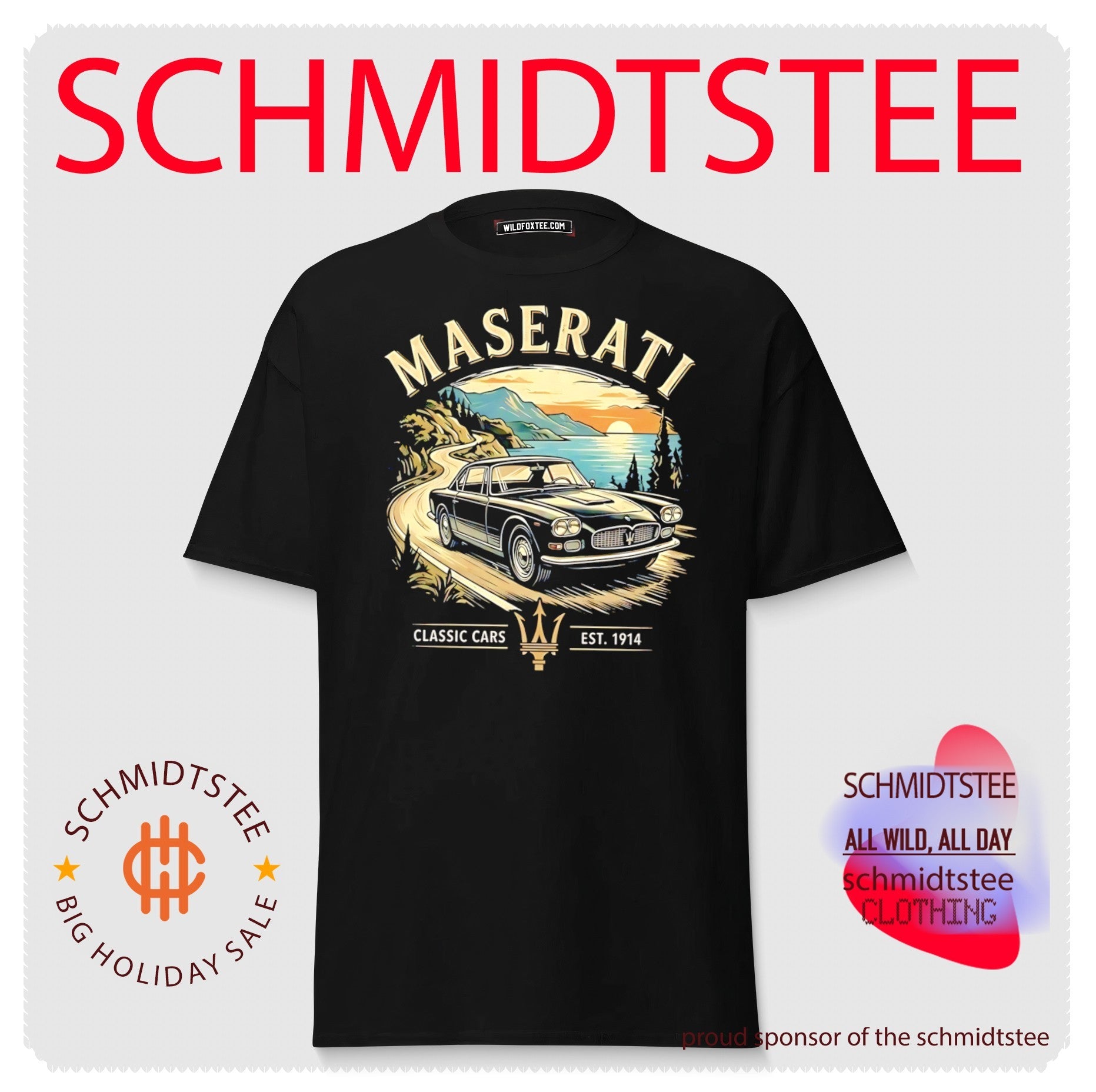 Maserati classic cars est 1914 graphic car shirt