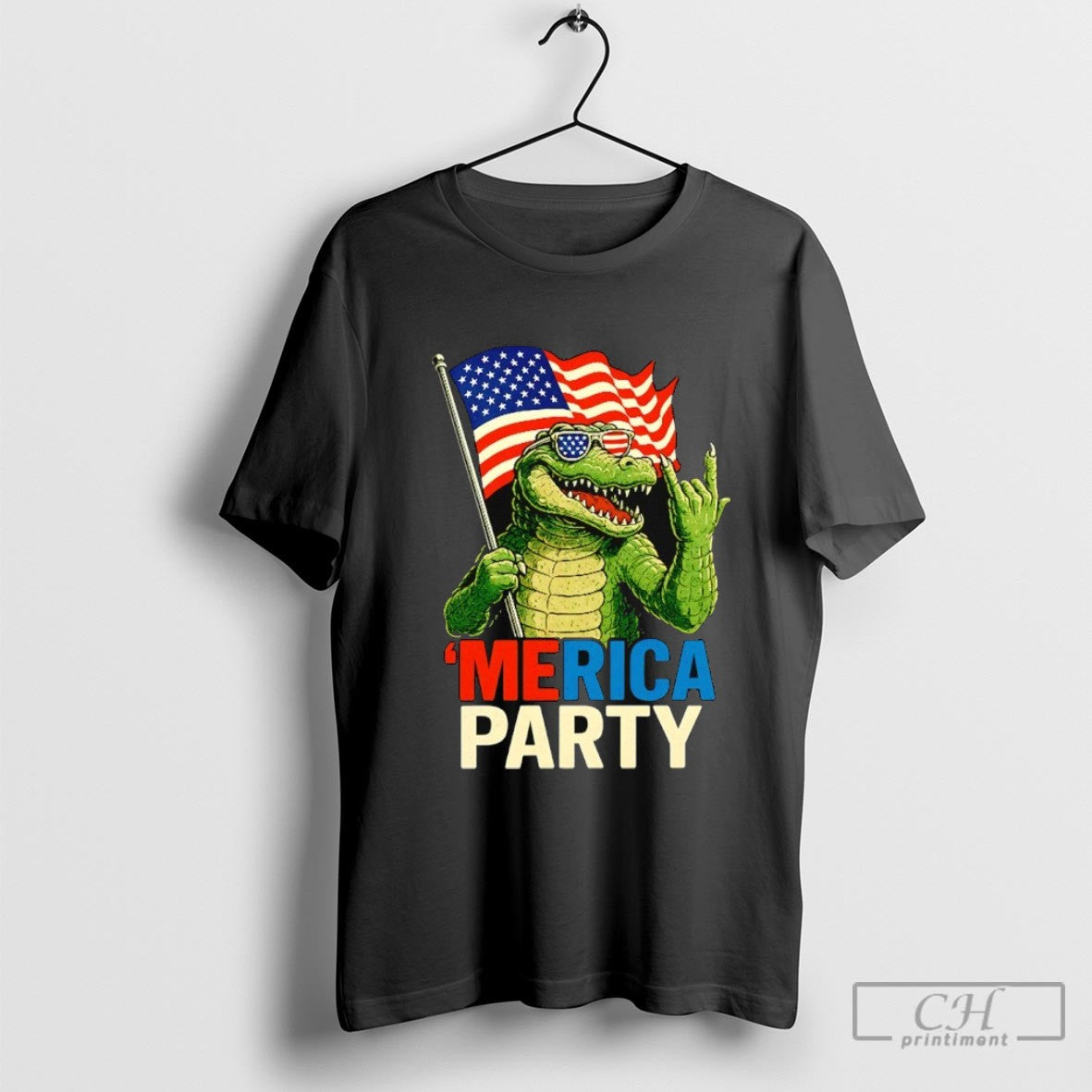 Merica Party Alligator Flag Shirt Sweater