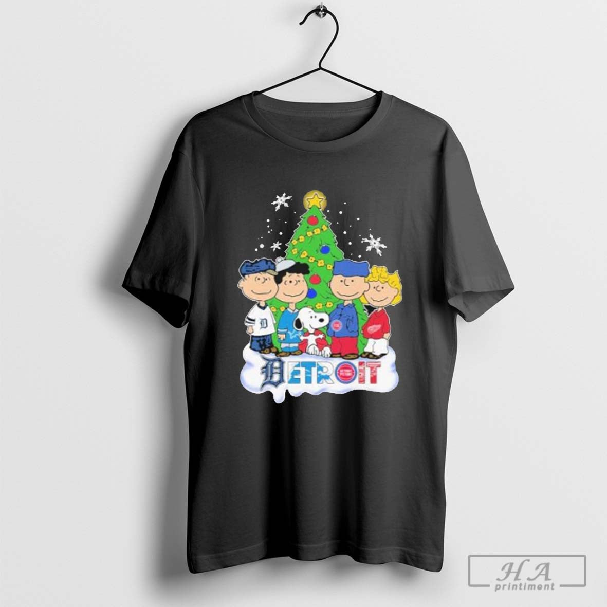 Merry Christmas Peanuts Characters X Detroit Sports Teams 2024
