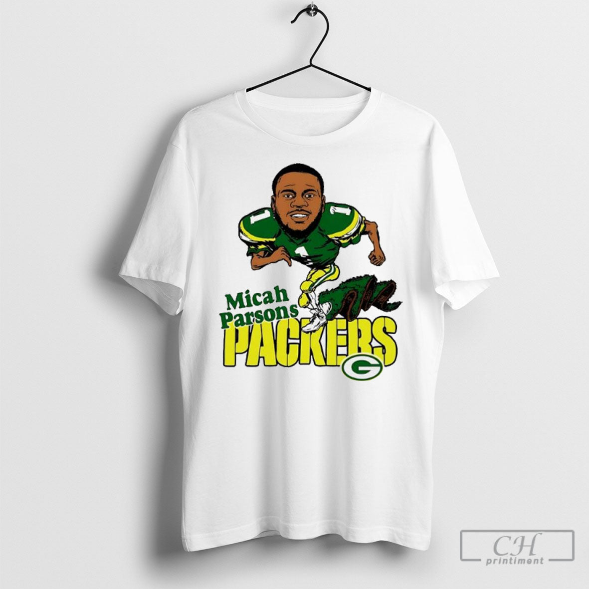 Micah Parsons Green Bay Packers Football Homage Bighead Caricature Player Graphic Shirt Sweater