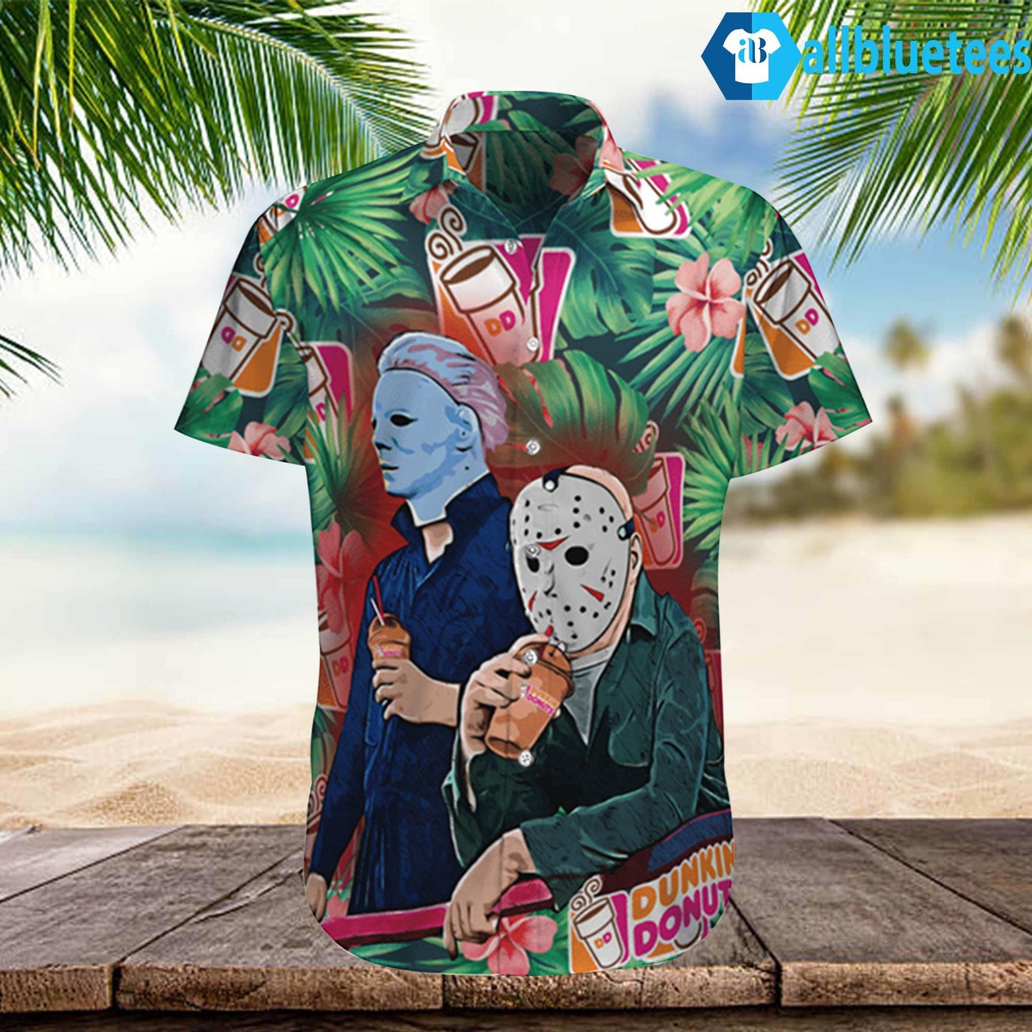 Michael Myers And Jason Voorhees Dunkins Donut Hawaiian Shirt